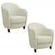 Kit 2 Poltronas Decorativas Sala de Estar Pés Madeira Kairós Couro Off White G03 - Gran Belo