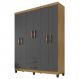 Guarda Roupa Casal 6P 2G Moden 150 cm 3562 Carvalho Am Grafite INCP