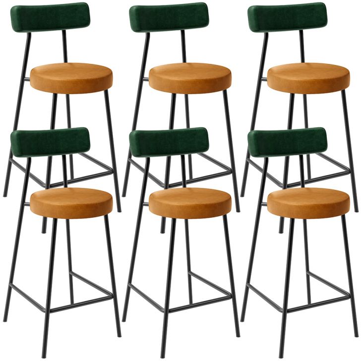 Kit 06 Banquetas Baixa Cozinha Sala Jantar Bancada Milão L02 Facto Verde Couríssimo Whisky - Lyam Decor