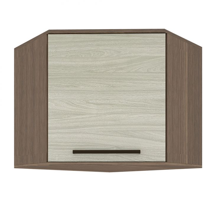 Armário Aéreo de Canto Evolution 1 Porta Tannat e Legno Crema