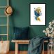 Quadro Mulher Borboletas Azul Amarelo - 60x48cm