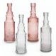 Jogo com 4 Mini Vasos Garrafa em Vidro Clear e Rosa Pothos 145 ml - Mimo Style - VD19238