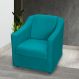 Poltrona Decorativa Para Sala Recepção Manicure Consultório Suede Azul Turquesa Pés Plástico Cromado