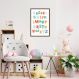 Quadro Infantil Didático ABC Colorido 43x30 Caixa Marrom