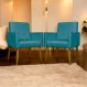 Kit 2 Poltronas Decorativa Para Sala Recepção Manicure Escritório Cadeira Mari Suede Azul Turquesa