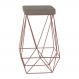 Banqueta Decorativa Kathy Base Bronze Veludo Cinza G41 - Gran Belo