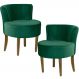 Kit 02 Poltronas Decorativas Sala de Estar Base de Madeira Ayla Veludo Verde G15 - Gran Belo