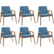 Kit 6 Cadeiras Decorativa Sala de Jantar Sidnei Linho Azul G17 - Gran Belo