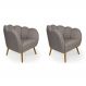 Conjunto com 2 Poltronas Ariel Linho Fendi e Dourado
