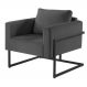 Poltrona Bella Veludo Cinza Base em Metal Preto