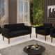 Conjunto Poltrona e Namoradeira Decorativas Karen Pés Fixo em Madeira Castanho Suede Preto G19 - Gran Belo