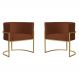 Kit 2 Poltronas Decorativa Sala de Estar Luana Base Gold Suede Terracota - Montanaris Decor