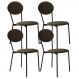 Kit 04 Cadeiras Estofada Para Sala de Jantar Azuri Preto C01 Veludo Marrom Sand - Lyam Decor