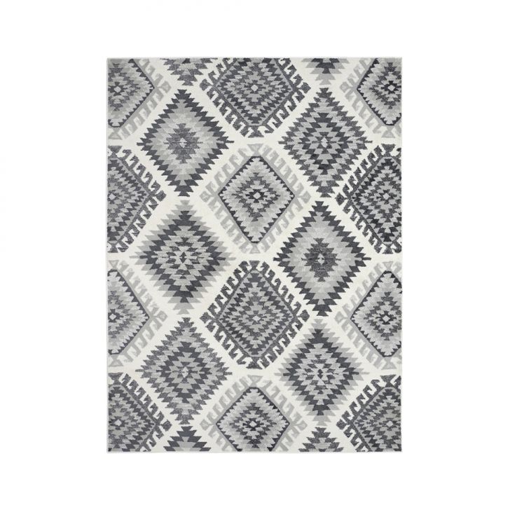 Tapete Santorini Geométrico Retangular Veludo (200x250) Cinza