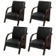 Kit 5 Poltronas Para Sala de Espera Recepção Preto Em Courino Com Braços de Madeira Decorativa Confortável Até 120 kg - PCM