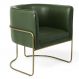 Poltrona Decorativa Fixa Base de Aço Bronze Betina D02 Corano Verde Musgo B-89 - Lyam Decor