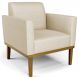 Poltrona Decorativa Base Madeira Castanho Maressa Veludo Luxo Off White - Ibiza