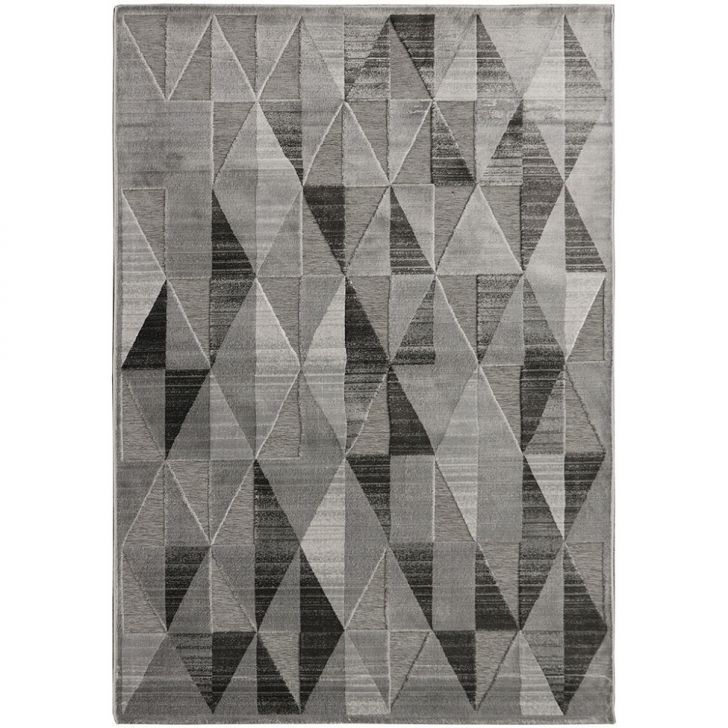 Tapete Alice Triângulos Retangular Veludo (200x285) Cinza