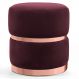 Puff Decorativo Com Cinto e Aro Rosê Round B-278 Veludo Marsala - Domi