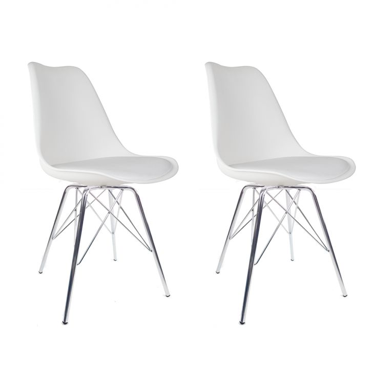 Conjunto com 2 Cadeiras Saar Cromado e Branco