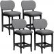 Kit 04 Banquetas Baixa Bar Cozinha E Sala De Jantar Fixa Betta L02 Preto Linho Cinza Escuro - Lyam Decor
