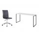 Conjunto de Mesa Studio Branca 150 cm com Cadeira de Escritório Secretária Giratória Marilyn Preta