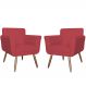 Kit 02 Poltronas Decorativas Isa em Tressê Suede Vermelho - DS Estofados