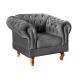 Poltrona Chesterfield Duque Dom Pedro Com Capitonê - Cinza