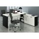 Mesa Consultório em L 1,90m Web40 c/ Armário Branco / Preto