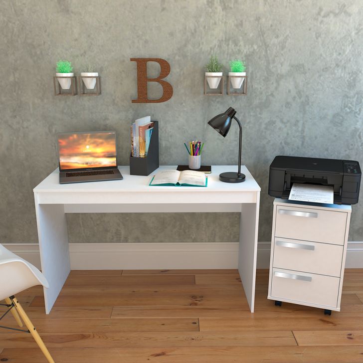 Conjunto de Mesa para Notebook Hype com Gaveteiro Cruze 3 GV Branco