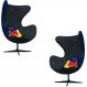 Kit 2 Poltronas Decorativas Egg Chair RB Nº33 c/Regulagem de Altura Azul/Preto G53 - Gran Belo