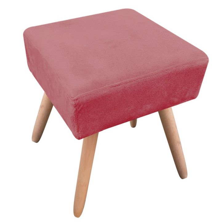 Puff Ibiza Quadrado Suede Rose Pés Palito Natural D'Rossi