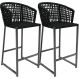 Kit 02 Banqueta Para Área Gourmet Cozinha Varanda Corda Náutica Porto D04 Preto - Lyam Decor