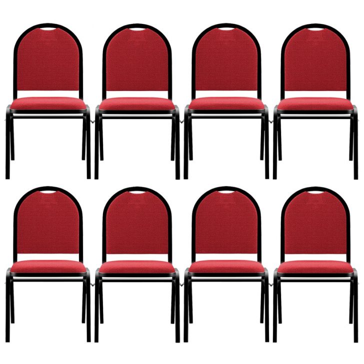 Kit 8 Cadeiras Hoteleiras Auditório Empilhável Linho M23 Vermelho - Mpozenato