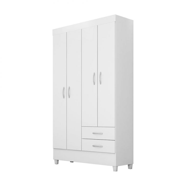 Guarda-roupa Solteiro Astro Flex 4 Portas 2 Gavetas Branco E Rosa