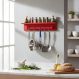 Prateleira para Temperos e Suporte Utensílios e Panelas Cozinha Estilo Industrial Vermelho Laca
