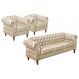 Conjunto Sofá Chesterfield 3 Lugares E 2 Poltronas Dom Pedro - Couríssimo Bege