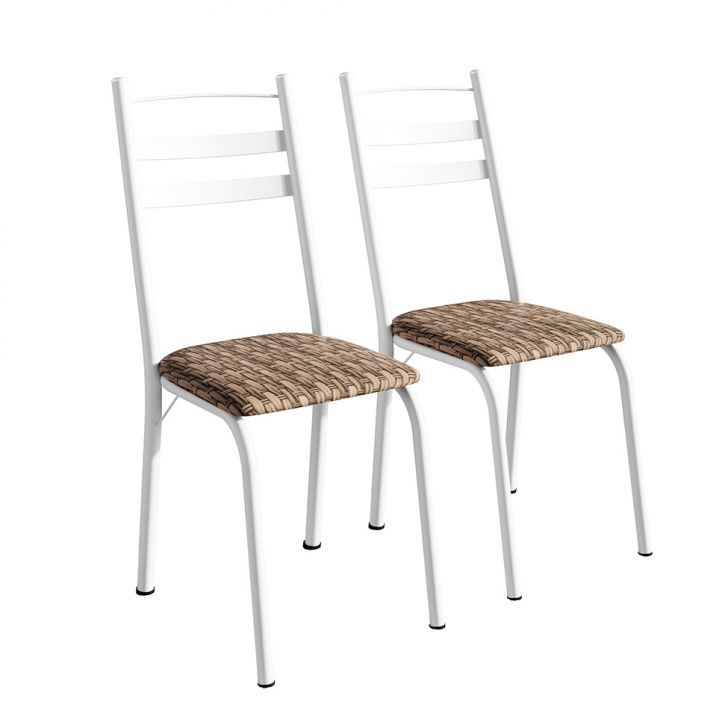 Conjunto com 2 Cadeiras Peters Revestimento Sintético Marrom e Branco