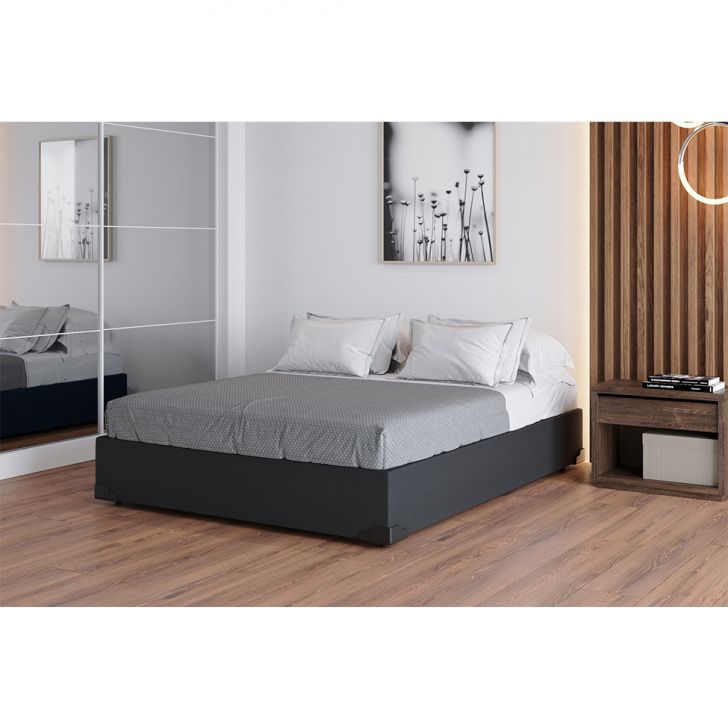 Base Para Cama Box Casal Joe Suede (36x138x188) Grafite