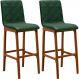 Kit 02 Banquetas Altas Para Cozinha Sala de Jantar Fixa Zoe B04 Facto Verde Musgo - Lyam Decor