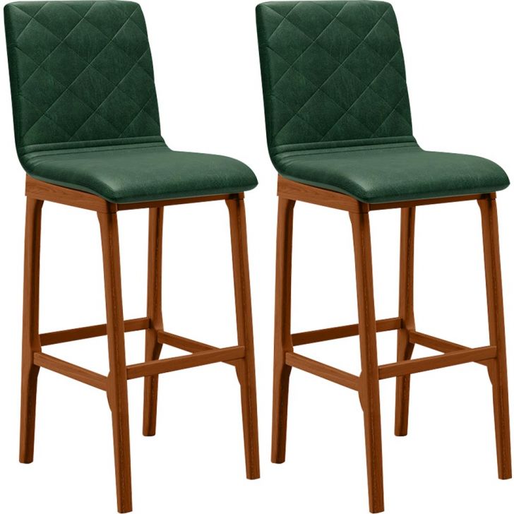 Kit 02 Banquetas Altas Para Cozinha Sala de Jantar Fixa Zoe B04 Facto Verde Musgo - Lyam Decor