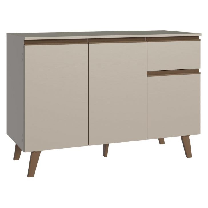 Balcão de Cozinha 120 cm 3 Portas 1 Gaveta Com Pés Crema Nice Madesa