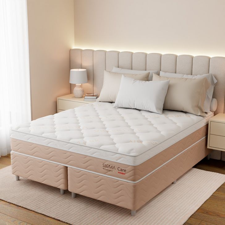 Cama Box Com Colchão Queen Sigma Care Antialérgico (23x158x198)
