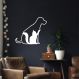 Quadro Escultura Cachorro Gato 80x70 Branco