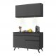 Armário de Cozinha Compacta 120cm com Leds Veneza Up Multimóveis V2012 Preto