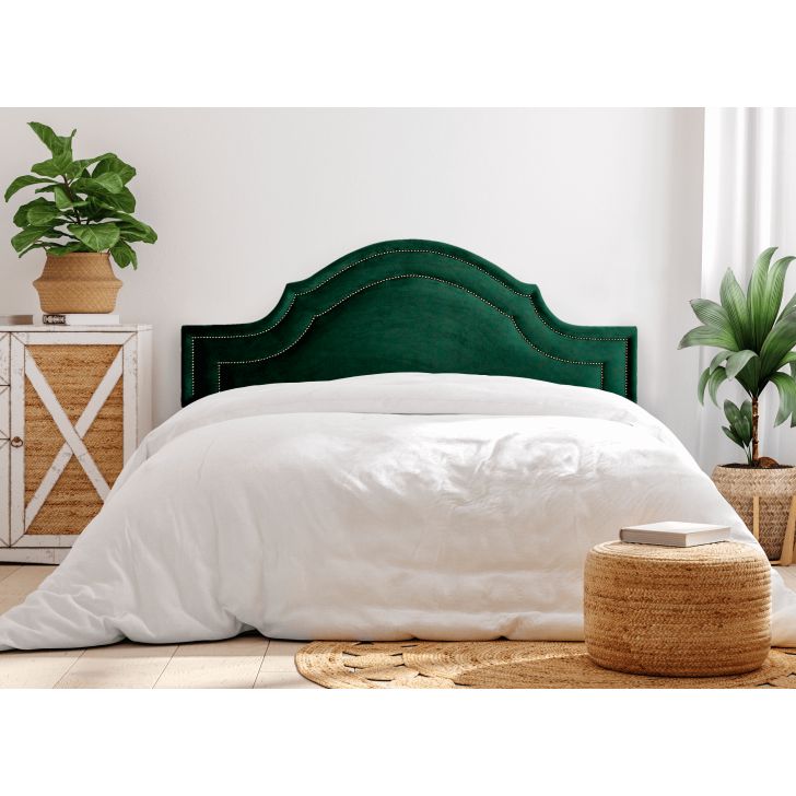 Cabeceira Casal Para Cama Box Provençal Dupla 140x60 Veludo Verde - Tachas Fumê