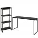 Kit Escritório Estante Areta 4 Prateleiras com Mesa Industrial Aspen 135cm C01 Onix - Lyam Decor
