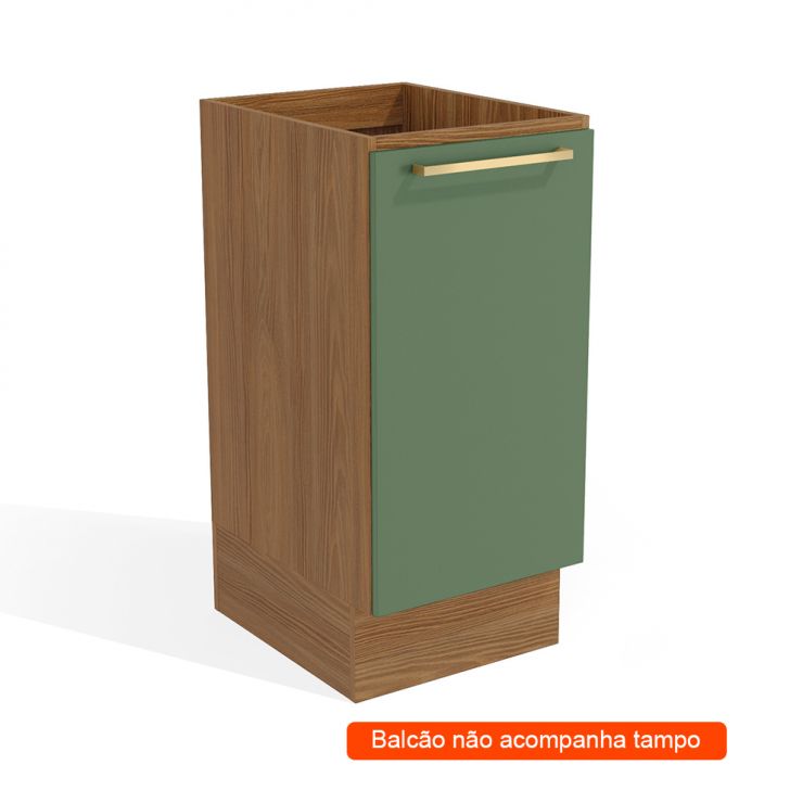 Balcão De Cozinha Botanic 1 Porta Nogueira E Verde Oliva