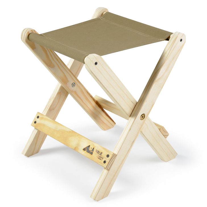 Banco | Banqueta Dobrável Camping Madeira e Caqui