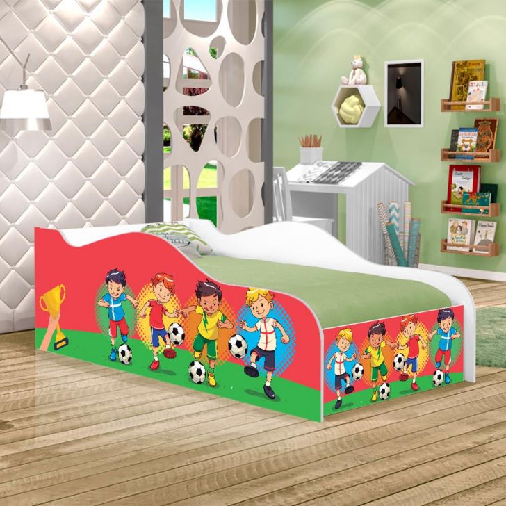 Mini Cama Fun Futebol Meninos Infantil Com Colchão